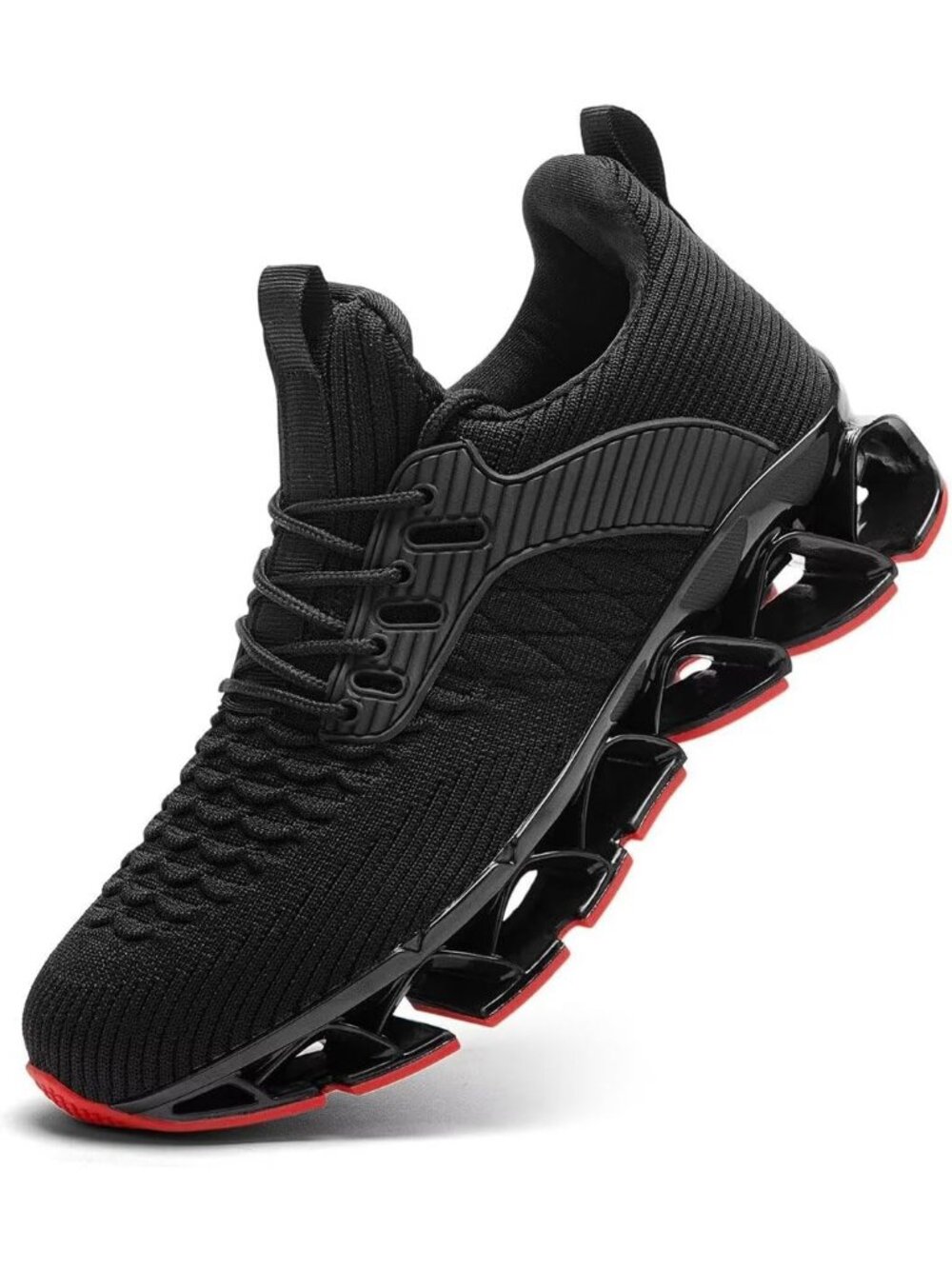 Men's Black Red Comfort Non Slip Work Athletic Trainer Slip on Walking Sneaker